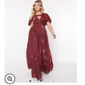 Elegant Burgundy Maxi Dress Unique Vintage